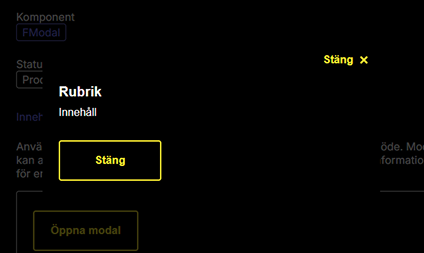 FKDS modal i Windows kontrasttema Natthimmel. Modalen flyter ihop med bakgrunden eftersom allt har samma svarta bakgrund.
