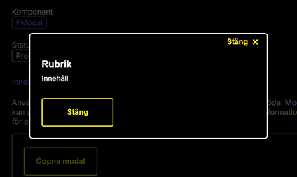 FKDS modal i Windows kontrasttema Natthimmel. Modalen syns tydligt mot den svarta bakgrunden tack vare en vit kantlinje runt modalen.